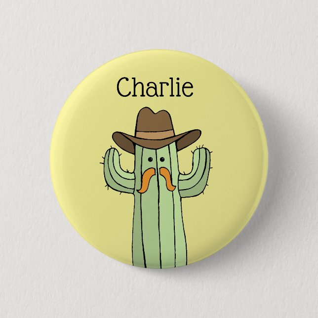 Cowboy Cactus Personalisiert Button (Vorderseite)