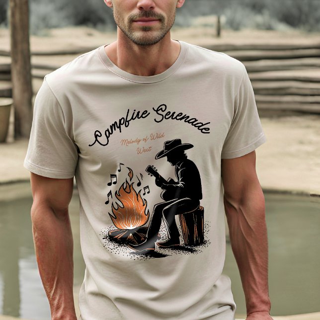 Cowboy Campfire Harmonie - Nostalgische Gitarre sp T-Shirt (Von Creator hochgeladen)