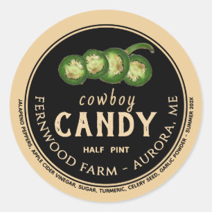 Cowboy Candy Candid Jalapeno Pepper Spicy Jelly Runder Aufkleber