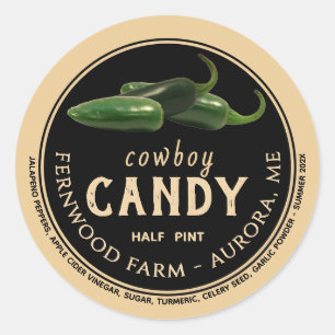 Cowboy Candy Candid Jalapeno Pepper Spicy Jelly Runder Aufkleber