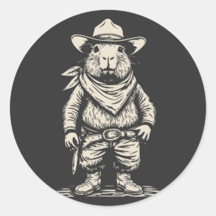 Cowboy Capybara Runder Aufkleber
