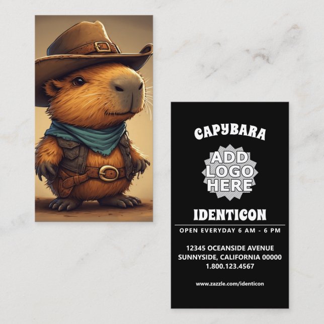 Cowboy Capybara Visitenkarte (Vorne/Hinten)