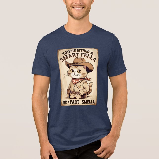 Cowboy Cat Furz Smella T-Shirt Tri-Blend Shirt (Vorderseite)