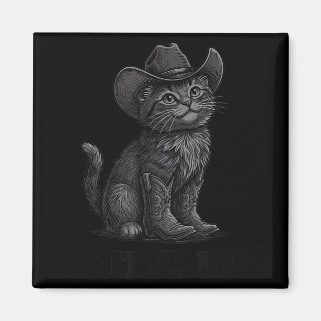 Cowboy Cat Kitty Up Vintage Western Cat  Magnet (Vorne)