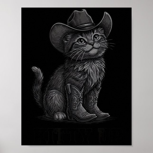 Cowboy Cat Kitty Up Vintage Western Cat  Poster (Vorne)