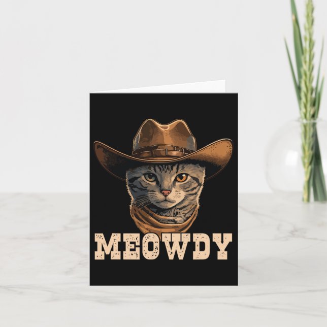 Cowboy Cat Meowdy 1 Karte (Vorderseite)