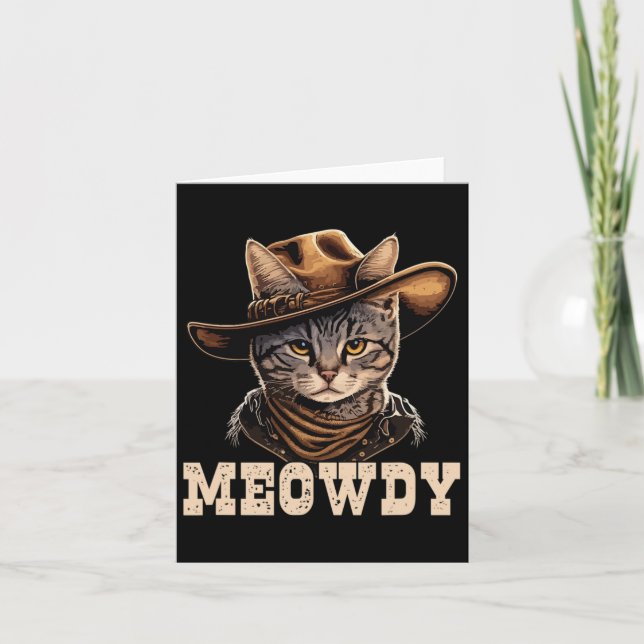 Cowboy Cat Meowdy Karte (Vorderseite)