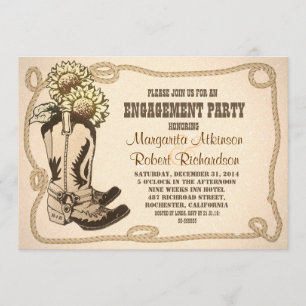 cowboy chaussures engagement rustique invitations
