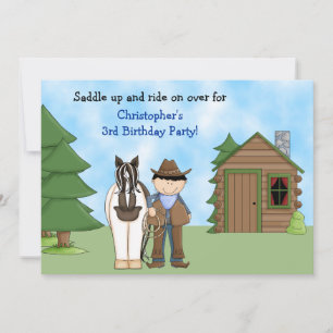 Cowboy, Cheval et Cabine Invitation d'anniversaire