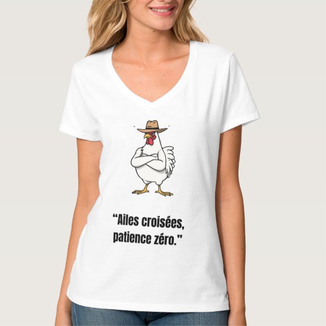 Cowboy Chicken Attitude – Funny Cartoon Tee (Vorderseite)