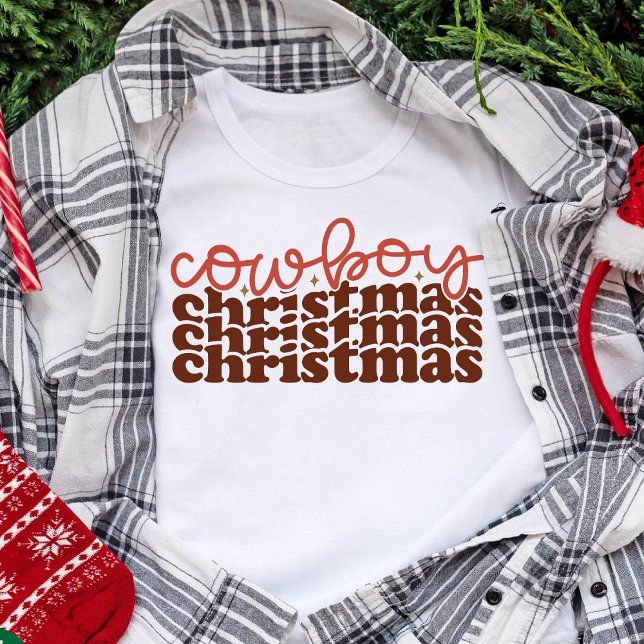 Cowboy Christmas Retro Groovy Weihnachtsfeiertage Tri-Blend Shirt (Cowboy Christmas Retro Groovy Christmas Holidays T-Shirt)
