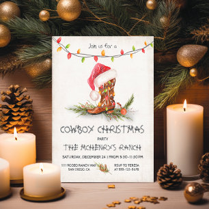Cowboy Christmas Rustikales Party Einladung