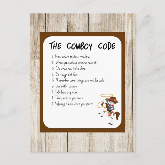 Cowboy-Code Postkarte (Vorderseite)