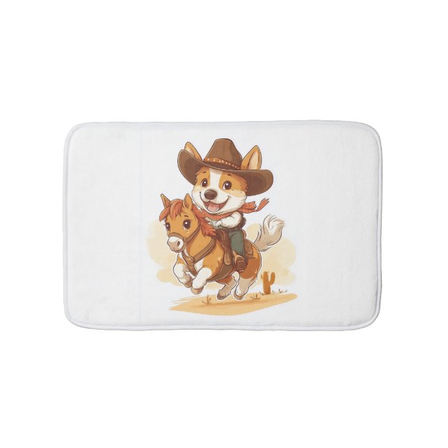Cowboy Corgi � Western Rodeo Dog Badematte (Vorderseite)