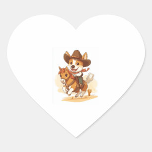 Cowboy Corgi - Western Rodeo Dog Herz-Aufkleber