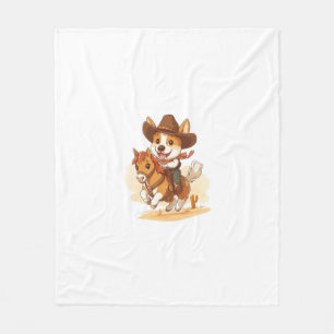 Cowboy Corgi � Western Rodeo Hund Fleecedecke