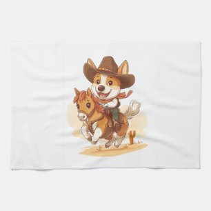 Cowboy Corgi � Western Rodeo Hund Geschirrtuch