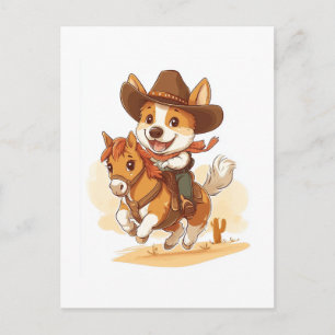 Cowboy Corgi � Western Rodeo Hund Postkarte