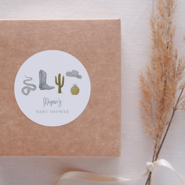 Cowboy Country Baby Dusche Gefallen Runder Aufkleber (Von Creator hochgeladen)