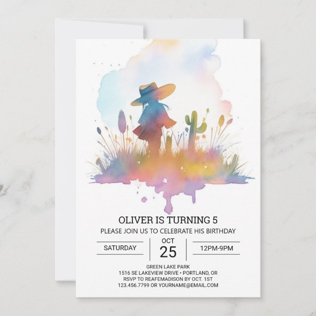 Cowboy Country Life Geburtstag Einladung (Vorderseite)