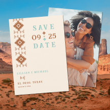 Cowboy Country Western Aztec Wedding Save the Date
