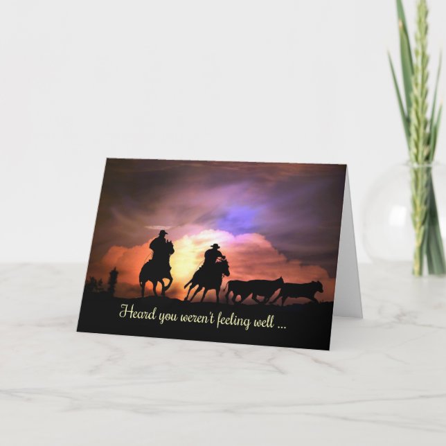 Cowboy Country Western Carte Get Well (Devant)