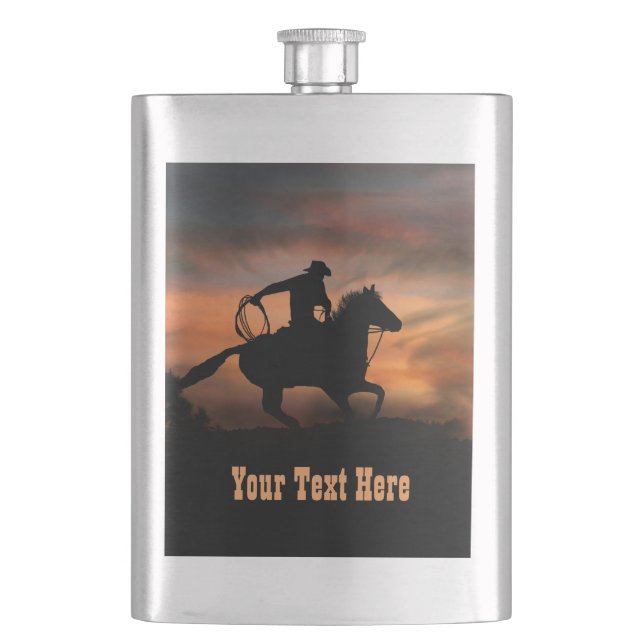 Cowboy Country Western Horseback Custom Flachmann (Vorderseite)