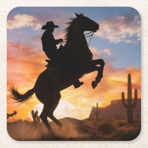 Cowboy Country Western Pferd Rechteckiger Pappuntersetzer