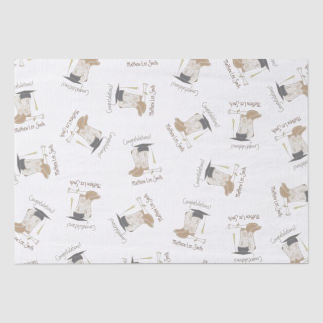 Cowboy Cowgirl Abschluss Western Party Seidenpapier (Vorderseite)