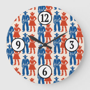 Cowboy & Cowgirl Americana Große Wanduhr