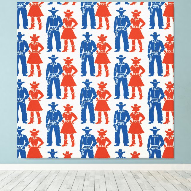 Cowboy & Cowgirl Americana Leinwanddruck (Insitu (Holzboden))