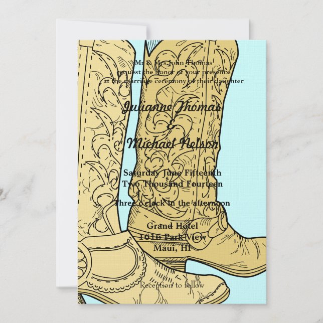 Cowboy Cowgirl Boots Western Wedding Einladung (Vorderseite)