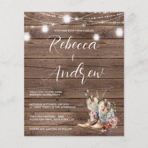 Cowboy Cowgirl Floral Lights Wedding