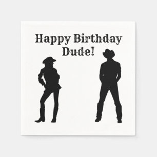 Cowboy Cowgirl Happy Birthday Typ Serviette