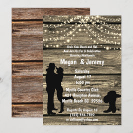 Cowboy Cowgirl Hug Wood String Light Empfang Einladung