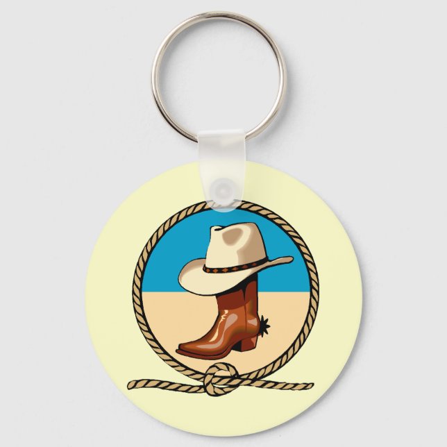 Cowboy, Cowgirl, Hut und Boot Schlüsselanhänger (Vorderseite)