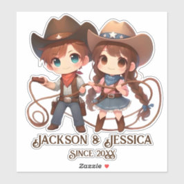 Cowboy & Cowgirl in Lasso Liebe geknackt Aufkleber