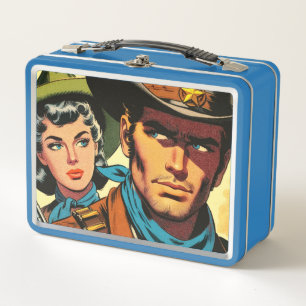 Cowboy/Cowgirl Retro Comicen Metall Brotdose