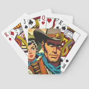Cowboy/Cowgirl Retro Comicen Spielkarten