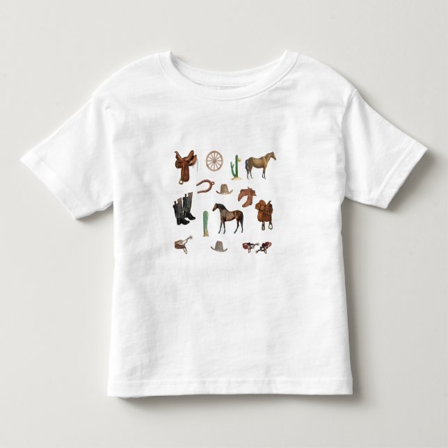Cowboy Cowgirl Rodeo Country Pattern Kleinkind T-shirt (Vorderseite)