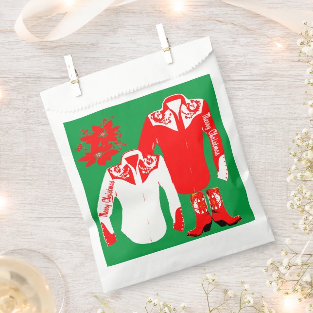 Cowboy Cowgirl Rodeo Western Shirts Merry Christm Geschenktütchen (Ausgeschnitten)