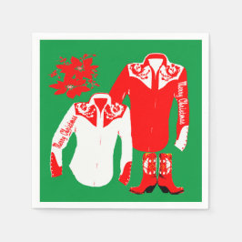 Cowboy Cowgirl Rodeo Western Shirts Merry Christm Serviette