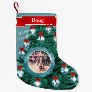 Cowboy Cowgirl Roping Blue Custom Foto Strumpf Kleiner Weihnachtsstrumpf