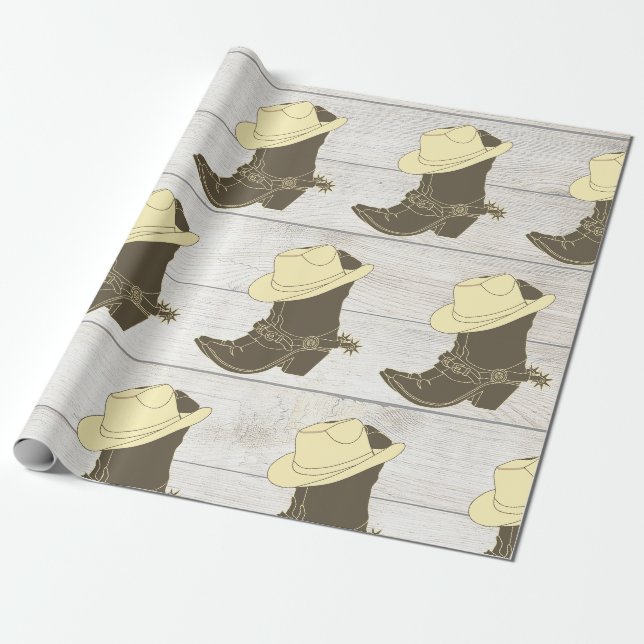 Cowboy Cowgirl Rustic Wood Geschenkpapier (Ungerollt)