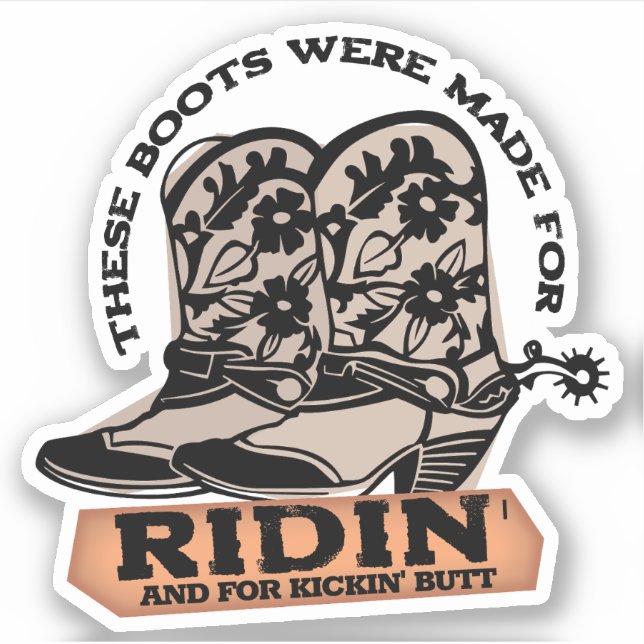 Cowboy Cowgirl Stiefel Reitsport Hintern Aufkleber (Vorderseite)