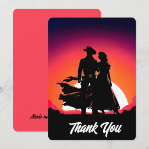 Cowboy & Cowgirl Sunset Dankeskarte