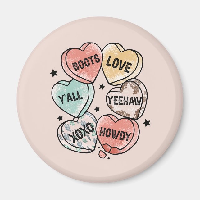 Cowboy Cowgirl Thema Herz Magnet (Vorne)