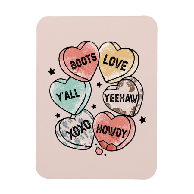 Cowboy Cowgirl Thema Herz Magnet (Vertikal)