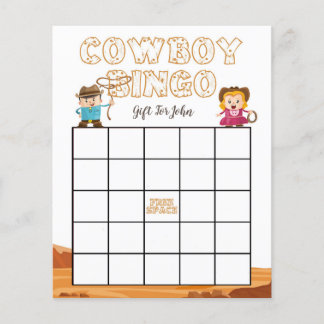 Cowboy & Cowgirl Western Babydusche Bingo für Kind