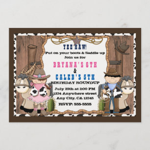Cowboy & Cowgirl Western-Geburtstagseinladung Einladung